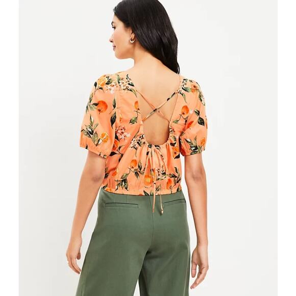 NWT Loft Orange Harvest Cris Cross Cropped Top Cotton Size Small - Picture 2 of 7